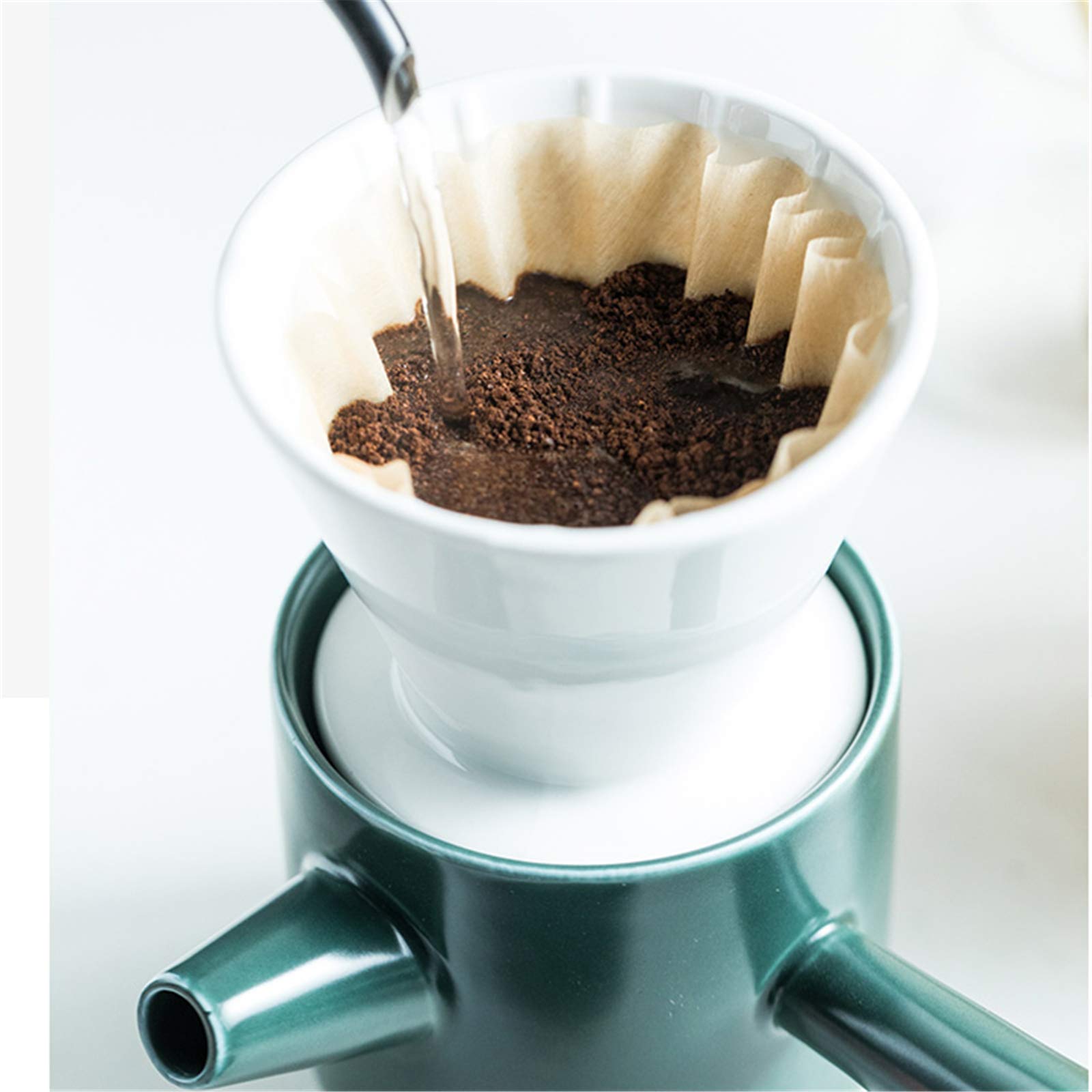Gießen Sie über Kaffeefilter, Wiederverwendbare Keramik Kaffeefilter Topf Set mit Kaffeekanne Filter Tasse Filterpapier für Home Cafe Office