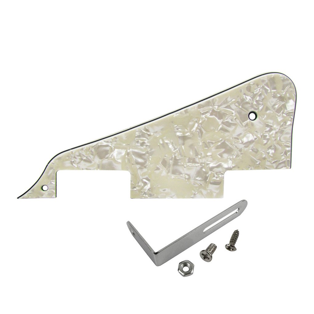 FLEOR LP Pickguard with Chrome Bracket for GB LP Style Guitar Replacement Aged Pearl 4Ply