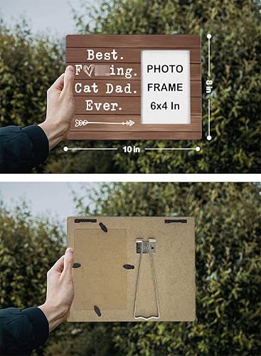 Miniatura 4 de FONDCANYON Marco de fotos Best Cat Dad Ever, regalo divertido para los amantes de los gatos (foto de 4 x 6 pulgadas)