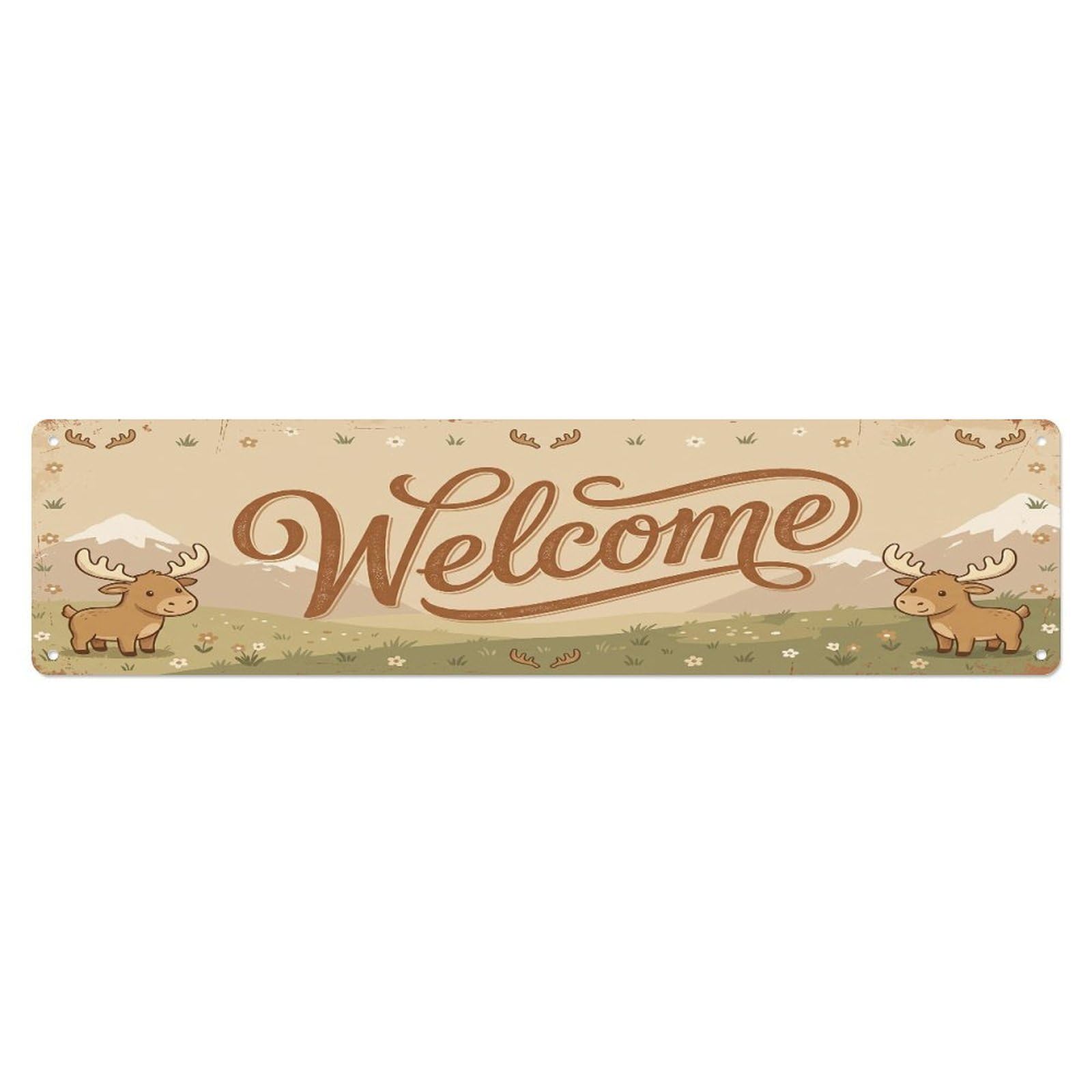 Cxhjca 4X16inch(10X40cm) Vintage Welcome Elk Noble Metal Tin Sign