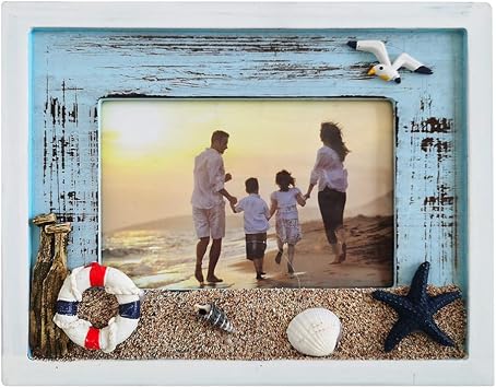 MUAMAX Beach Picture Frames 4 x 6 Ocean Photo Frame 4 by 6 Distressed Wooden Weathered Frames Coa...