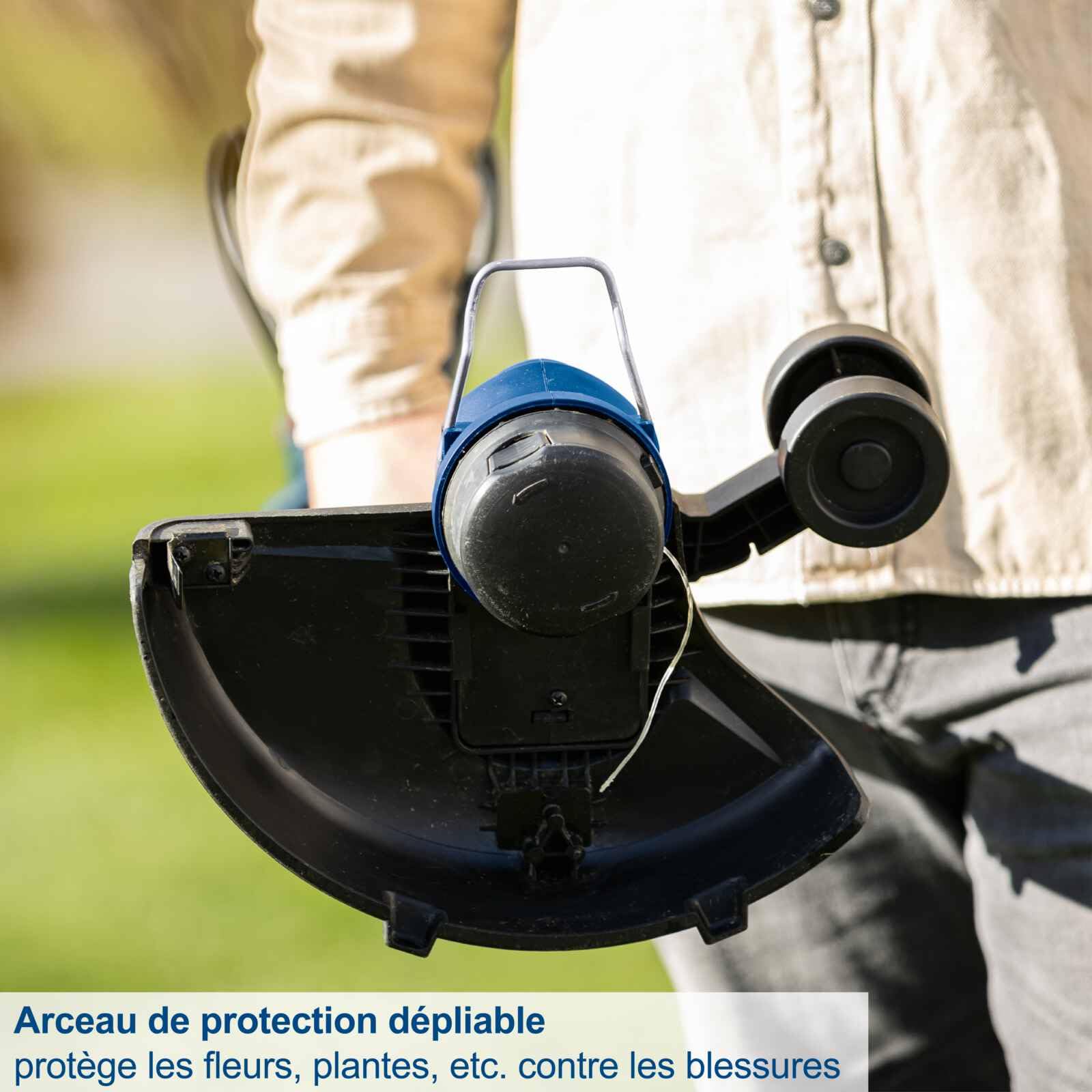 Scheppach Coupe-Bordures sans Fil C-LT300-X 20V | Batterie 2Ah et Chargeur | Largeur de Coupe 300mm | Longueur de Fil 3m | Réglage en Hauteur jusqu'à 270mm | Série 20V-IXES | + 2 bobines de Fil