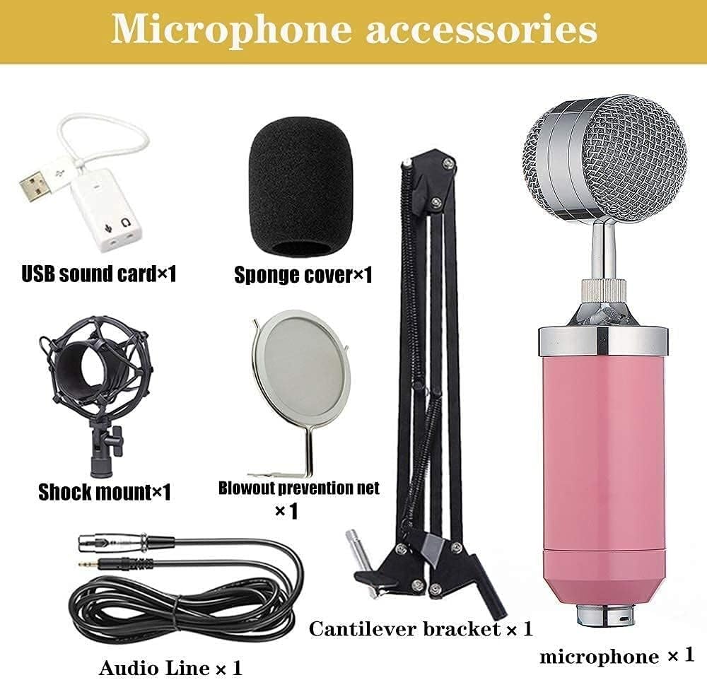 Mikrofon do karaoke, zestaw mikrofonów Mikrofon do gier ze stojakiem do zawieszenia na komputer i telefon komórkowy