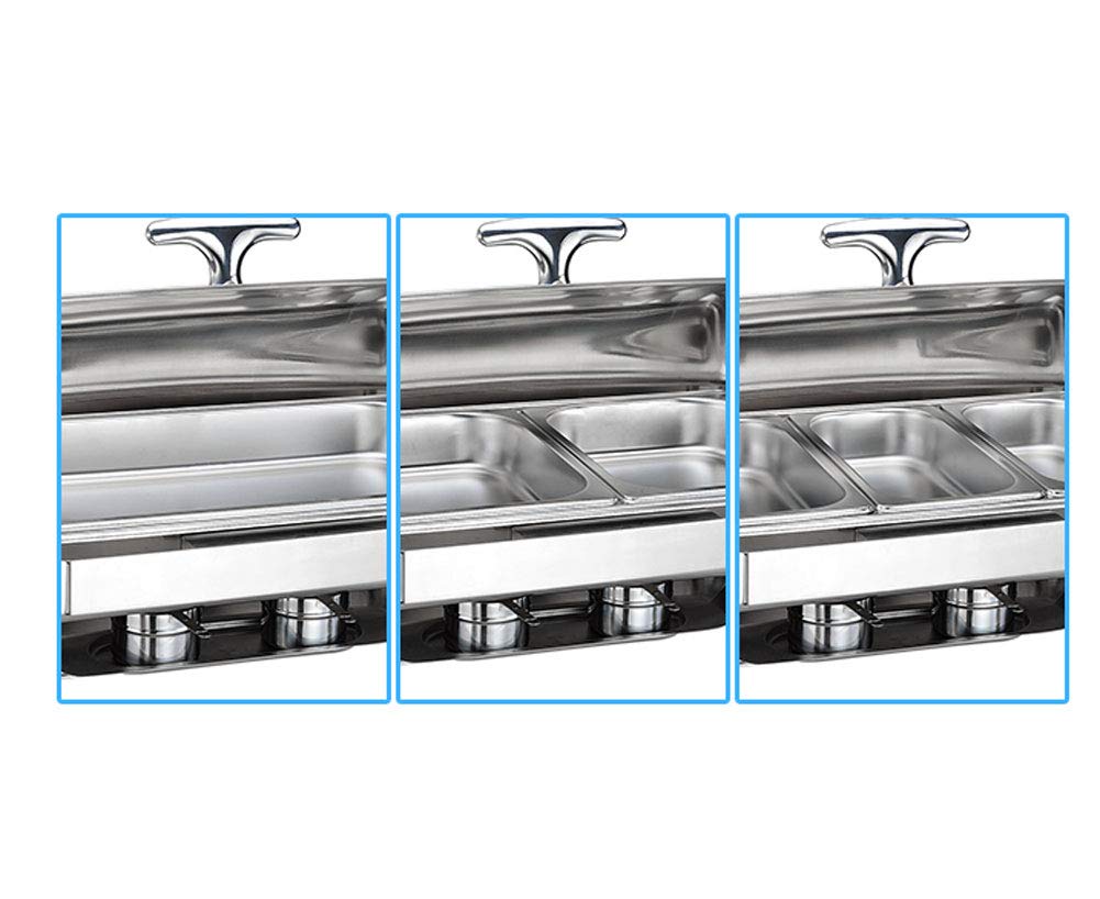 Juego de platos de acero inoxidable, calentador de buffet para bodas, fiestas, banquetes, catering, incluye 3 platos para servicio de alimentos y eventos