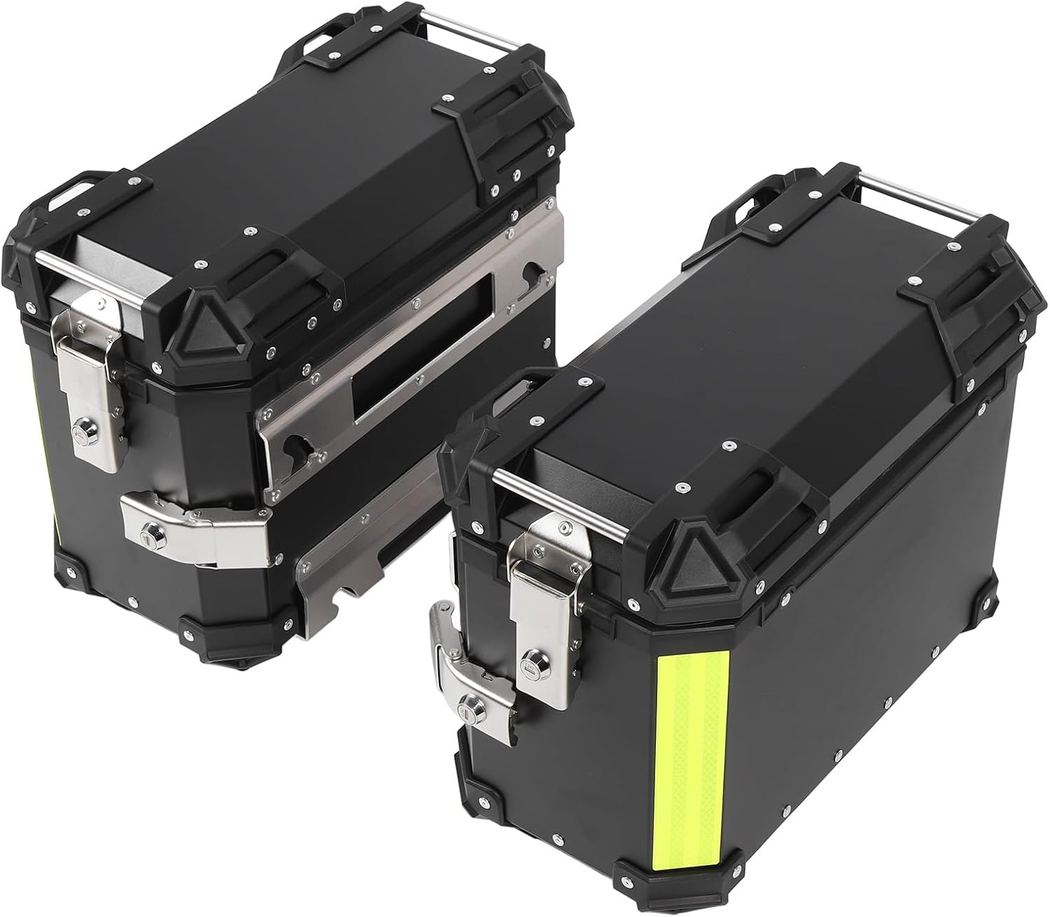 Drfeify Motorcycle Side Box Aluminum Alloy Side Case 28L Hard Storage with Lock Handle Reflective Stickers Water for Touring Riders for (Black)