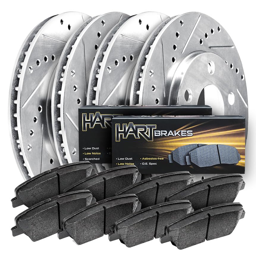 Hart Brakes Front Rear Brakes and Rotors Kit |Front Rear Brake Pads| Brake Rotors and Pads| Ceramic Brake Pads and Rotors |fits 2011-2016 Porsche Cayenne