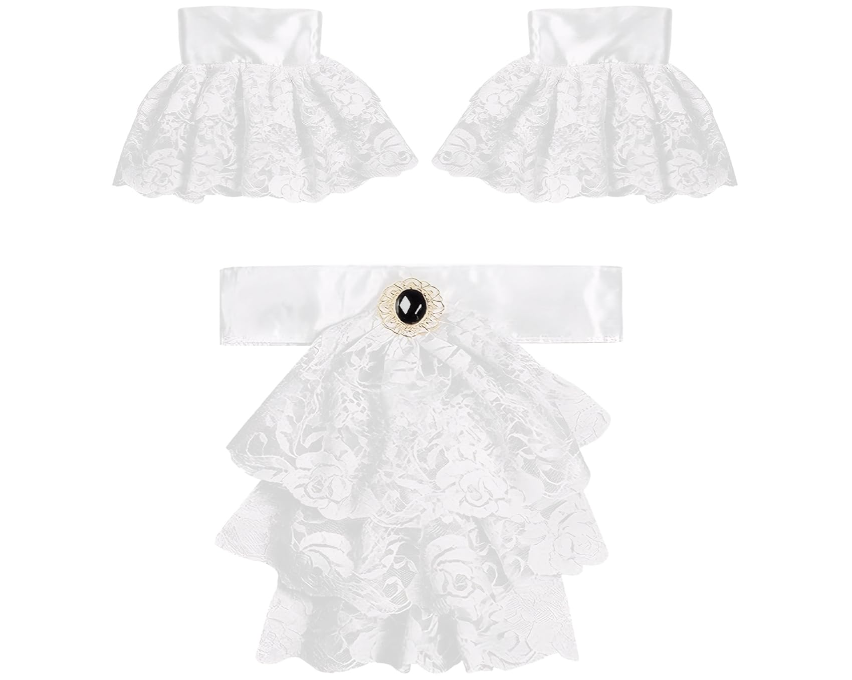 Jabot de encaje con 2 puños, color blanco, noble vampira, steampunk, gótico, accesorio para disfraz, Halloween, fiesta temática