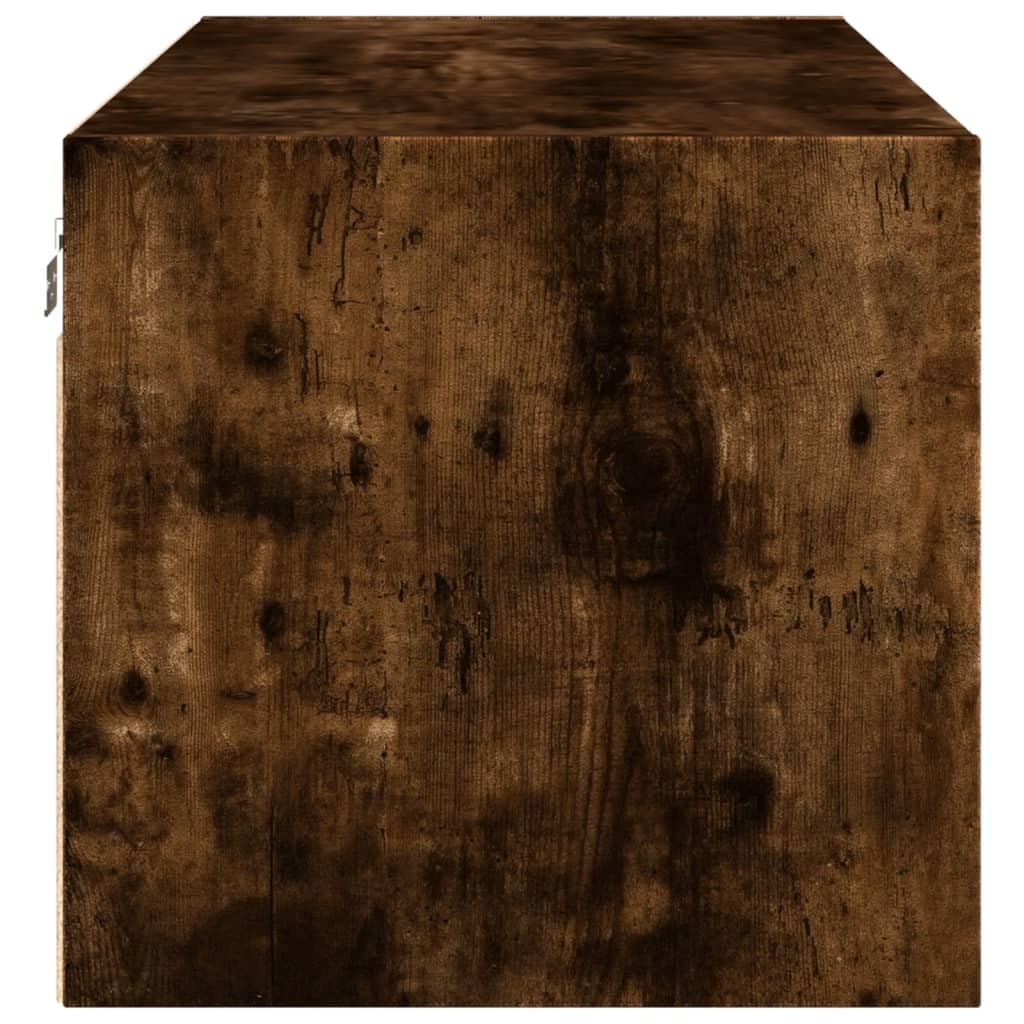 Wandschrank mit Glastüren Räuchereiche 102x37x35 cm Holzwerkstoff Hängeschrank mit Stauraum und Fächern für Büro Wohnzimmer Flur zur Wandmontage und geordneter Aufbewahrung
