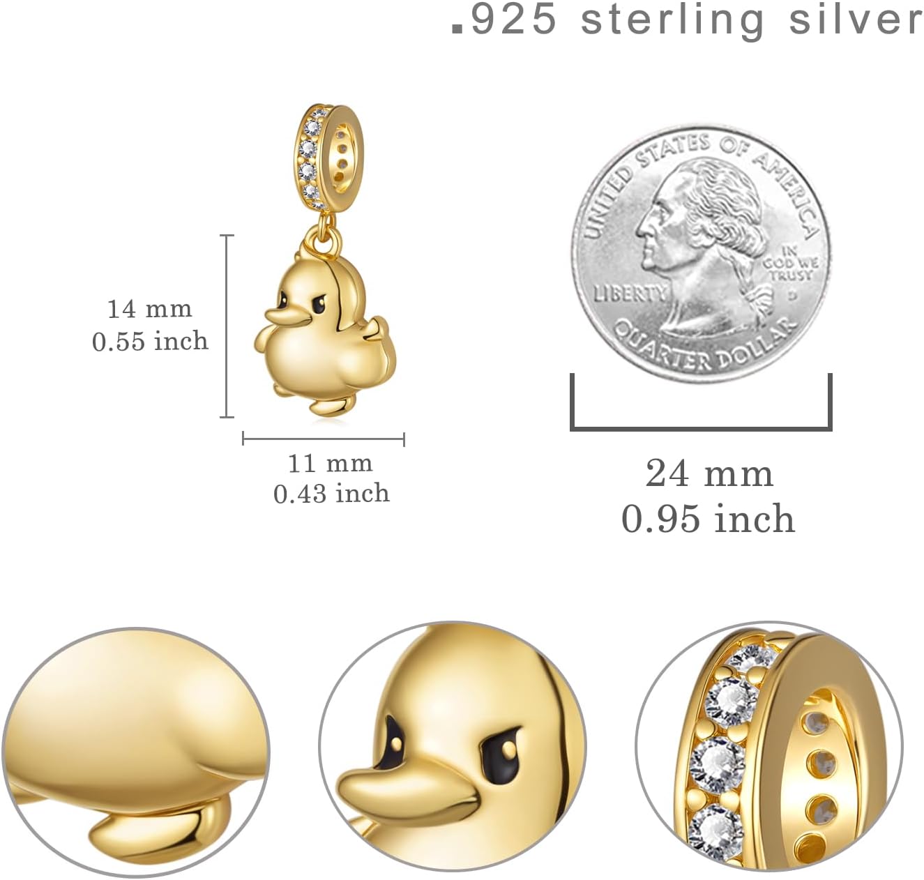 Duck Gifts S925 Sterling Sliver Duck Charm Animals Jewelry Gifts for women and Duck Lover - Image 4
