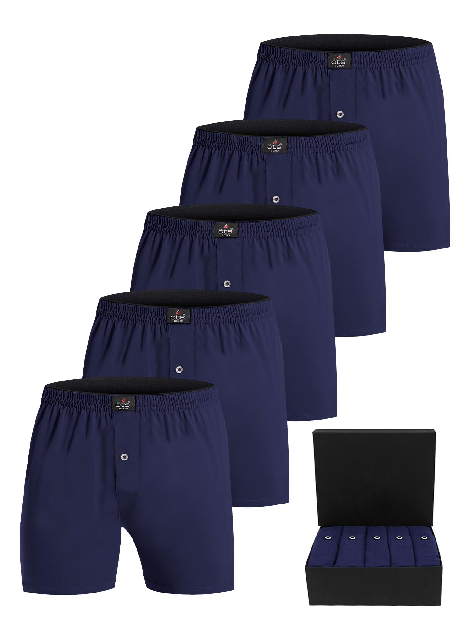 ÖTS 5’li Erkek Boxer -%100 Pamuk, Ultra Yumuşak Kumaş, Rahat Kalıp, Etiketsiz ve Kaliteli Boxer, Hed