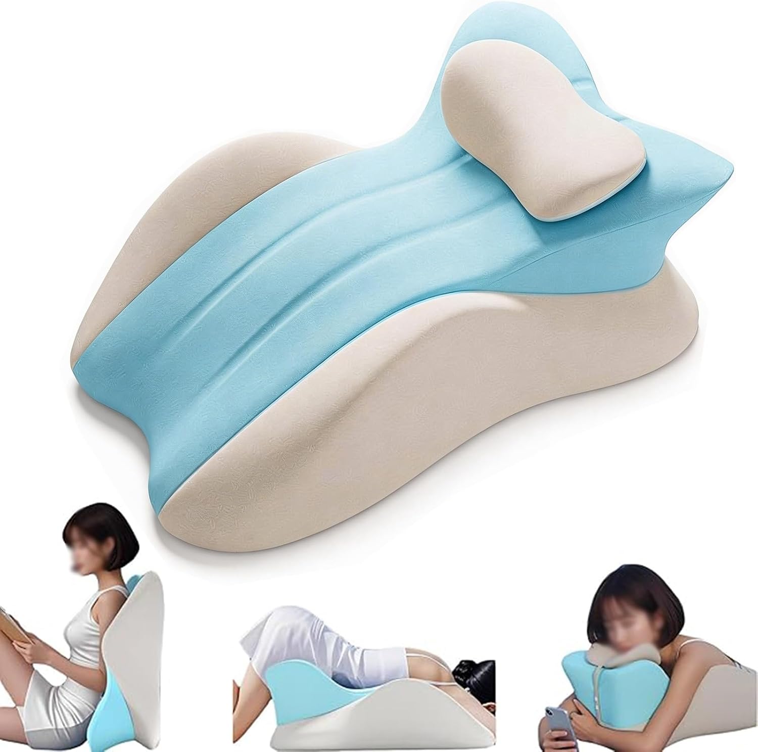 Butt Cushion for Couples, Couples Pillow for Intimacy, Pillows Memory Foam, Butt Cushion for Couple Pregnancy Pillow Cushions for Bed, Provides Intimacy Support(BlueWhite)