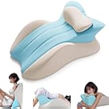 Sohodoo Butt Cushion for Couples,27° Angle Perfect Position Couples Pillows, Ergonomic Butt Memory Foam Butt Cushion, Provides Waist and Neck Support(BlueWhite)