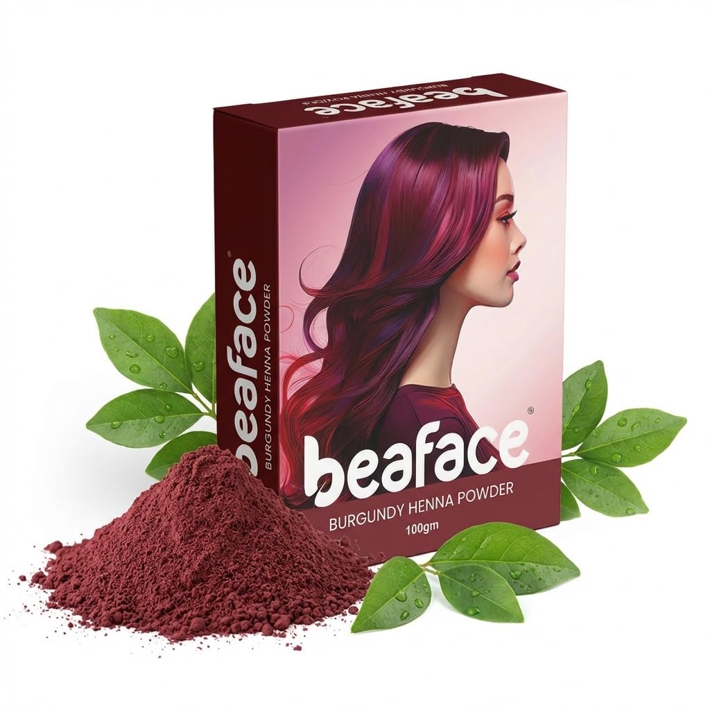 Beaface Burgundy Henna Powder 100 gm | No Added Color & Preservatives | Natural Hair Colour & Long Lasting | Reduced Hair Fall & Hair Damage | Henna Powder For Shine & Nourish Hair-picture-35