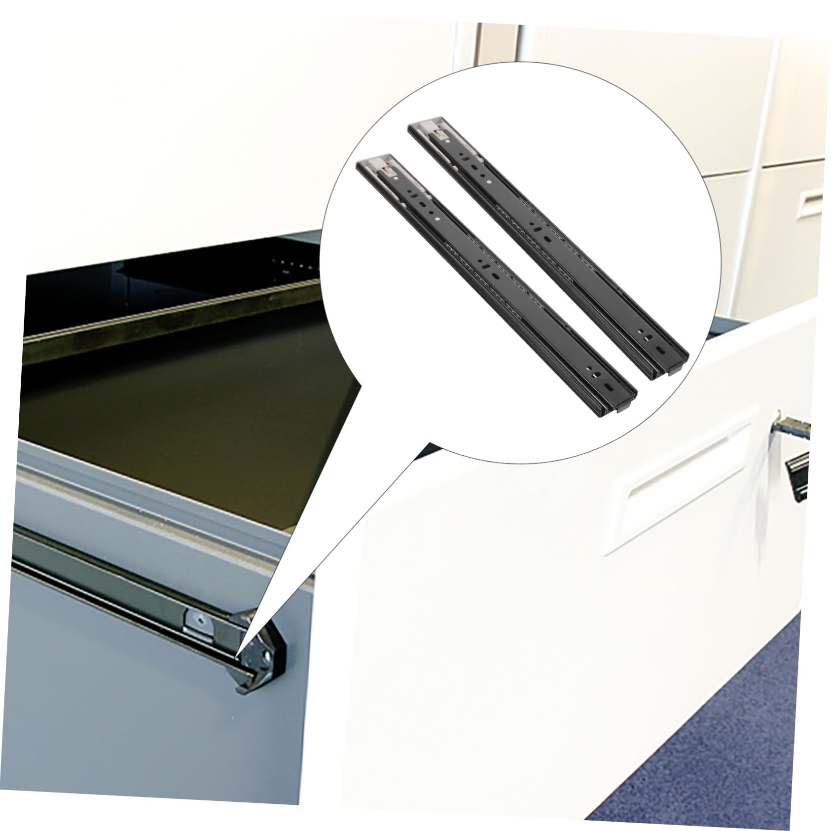 DOITOOL 1paire Rail De Tiroir Avec Système De Rebond Glissières à Billes Silencieuses Pour Meubles De Remplacement Polyvalentes Pour Cuisine Bureau