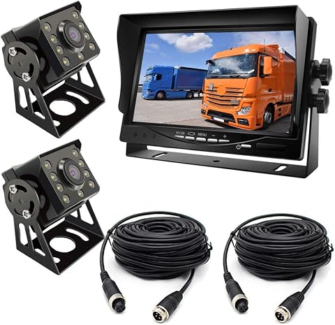 Telecamera Retromarcia per Auto,2×8LED120 ° Ampio Angolo di Visione Notturna Telecamera di Retromarcia Impermeabile Infrarossi Con 15M cavo +7 "TFT LCD Car Monitor per Camion/Rimorchio/Camper/Autobus