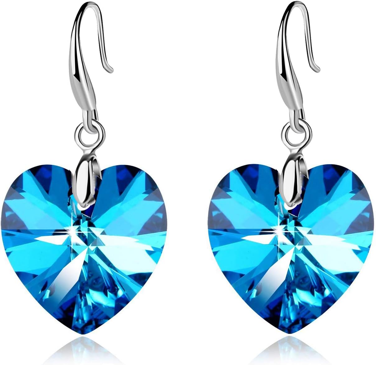 Austrian Crystal Heart Dangle Hook Earrings for Women Drop Earrings 14K Gold Plated Hypoallergenic Jewelry