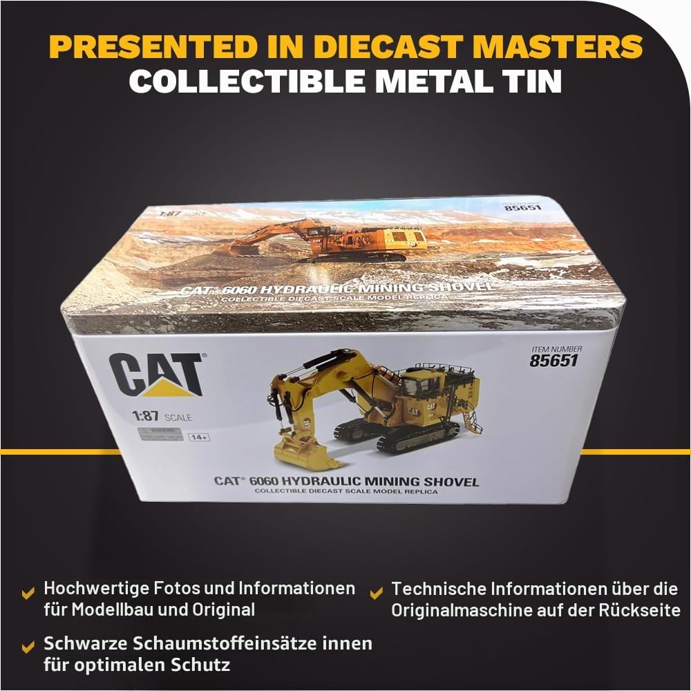 Diecast Masters 1:87 HO Scale Model Cat 6060 Hydraulic Mining Shovel, 85651 | Mit Tieflöffel, detailgetreues CAT Baufahrzeug, ca. 25 x 11 x 14 cm, ab 14 Jahren, für Sammler, 85651