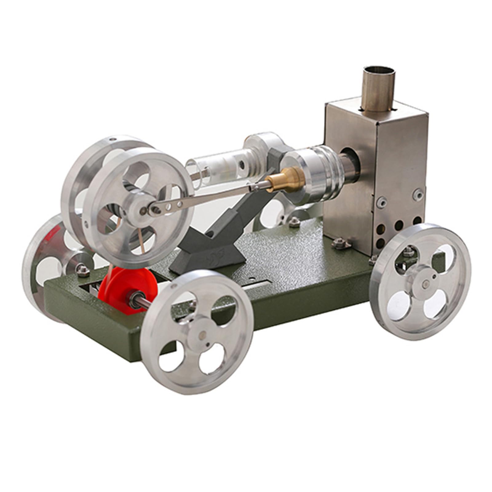 Modello auto con motore Stirling in metallo Dimostratore conservazione ' energia termica Sussidio didattico fisica per dimostrazione in Modello verde
