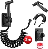 DEANKEJI 2 Metre PE Hand Shower Toilet Set, Black Toilet High Pressure Spray Gun, Toilet Shower, Hand Shower, Hand Bidet Spray Set, for Kitchen, Bathroom, Hotel - 1