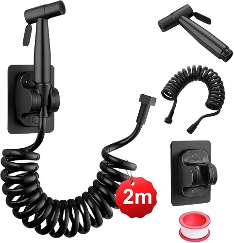 DEANKEJI 2 Metre PE Hand Shower Toilet Set, Black Toilet …