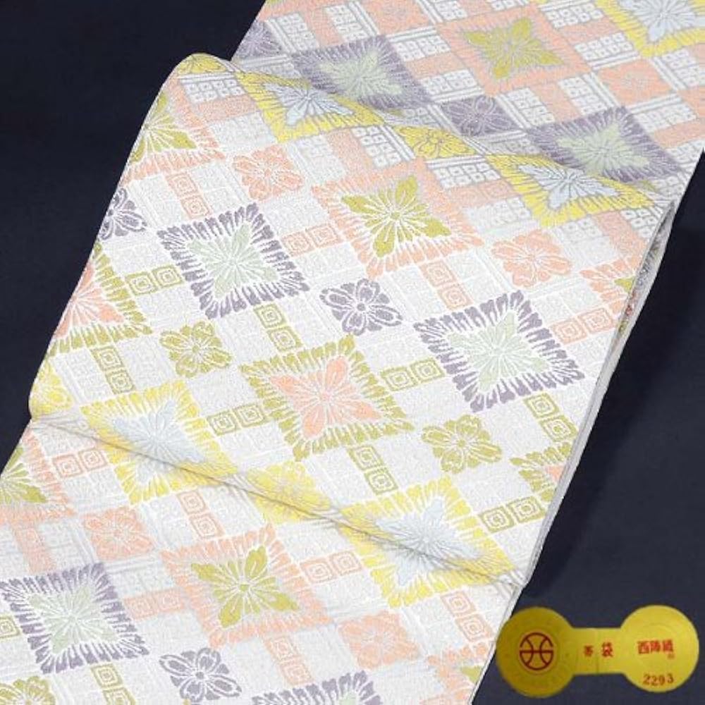 Amazon | [西陣織] 袋帯 六通柄 正絹 京・唐織「名宝之宴」【銀地 白