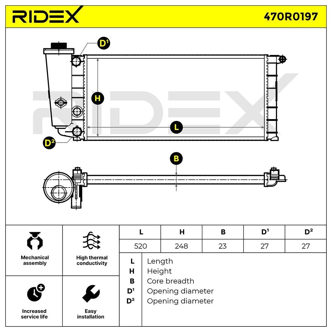 RIDEX 470R0197 Radiatore motore Compatibilità con FIAT Panda Hatchback 141