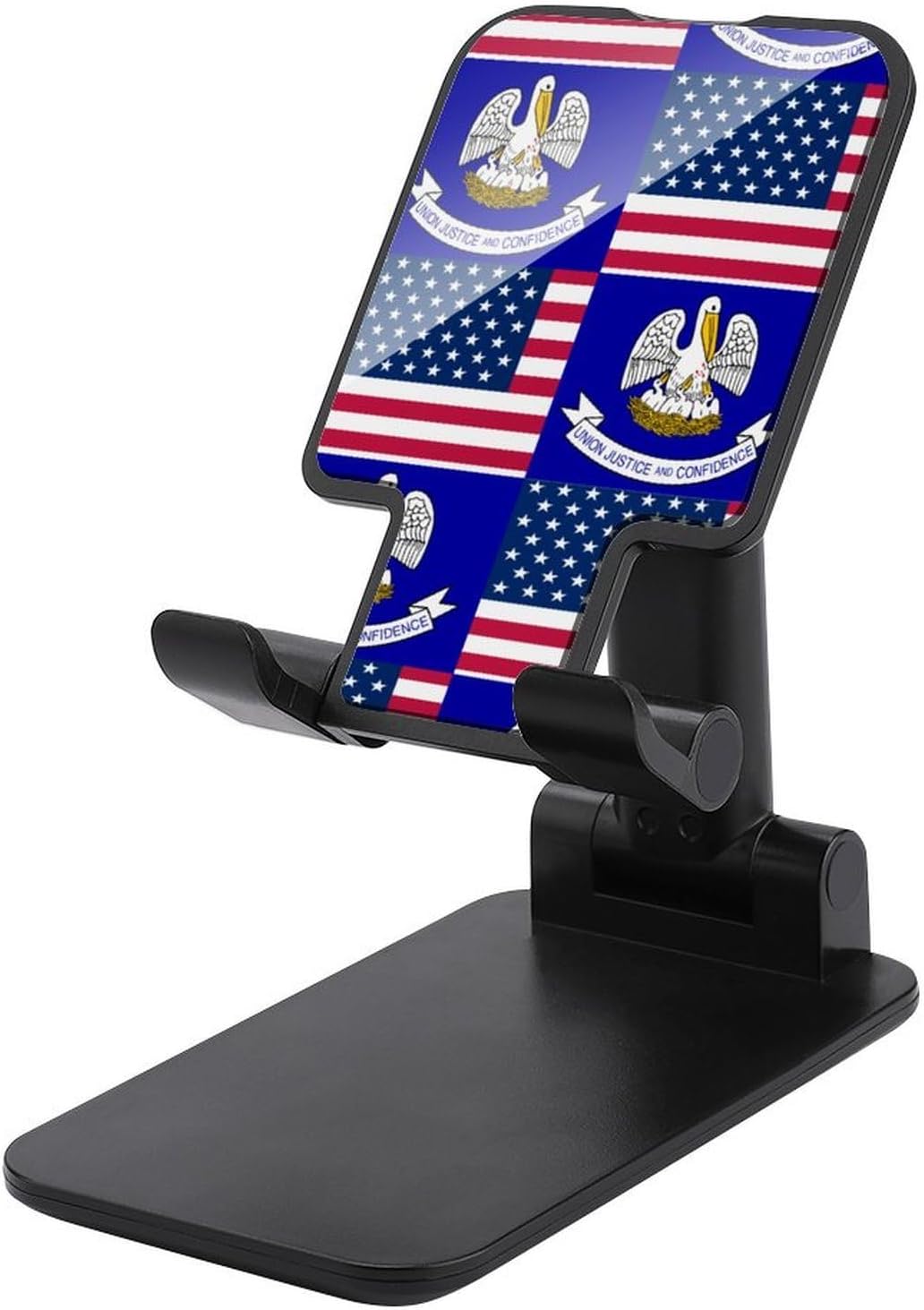 Flag of USA and Louisiana Plastic Phone Stand with Alloy Base