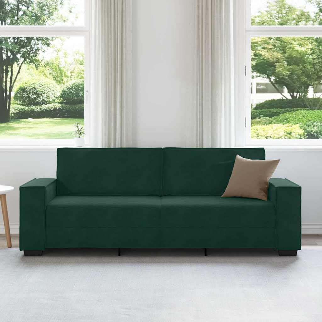 Générique Divano a 3 posti in velluto verde scuro 220 x 78 x 84 cm, divano soggiorno in tessuto morbido con braccioli larghi e telaio in legno metallico, comodo per soggiorno ufficio
