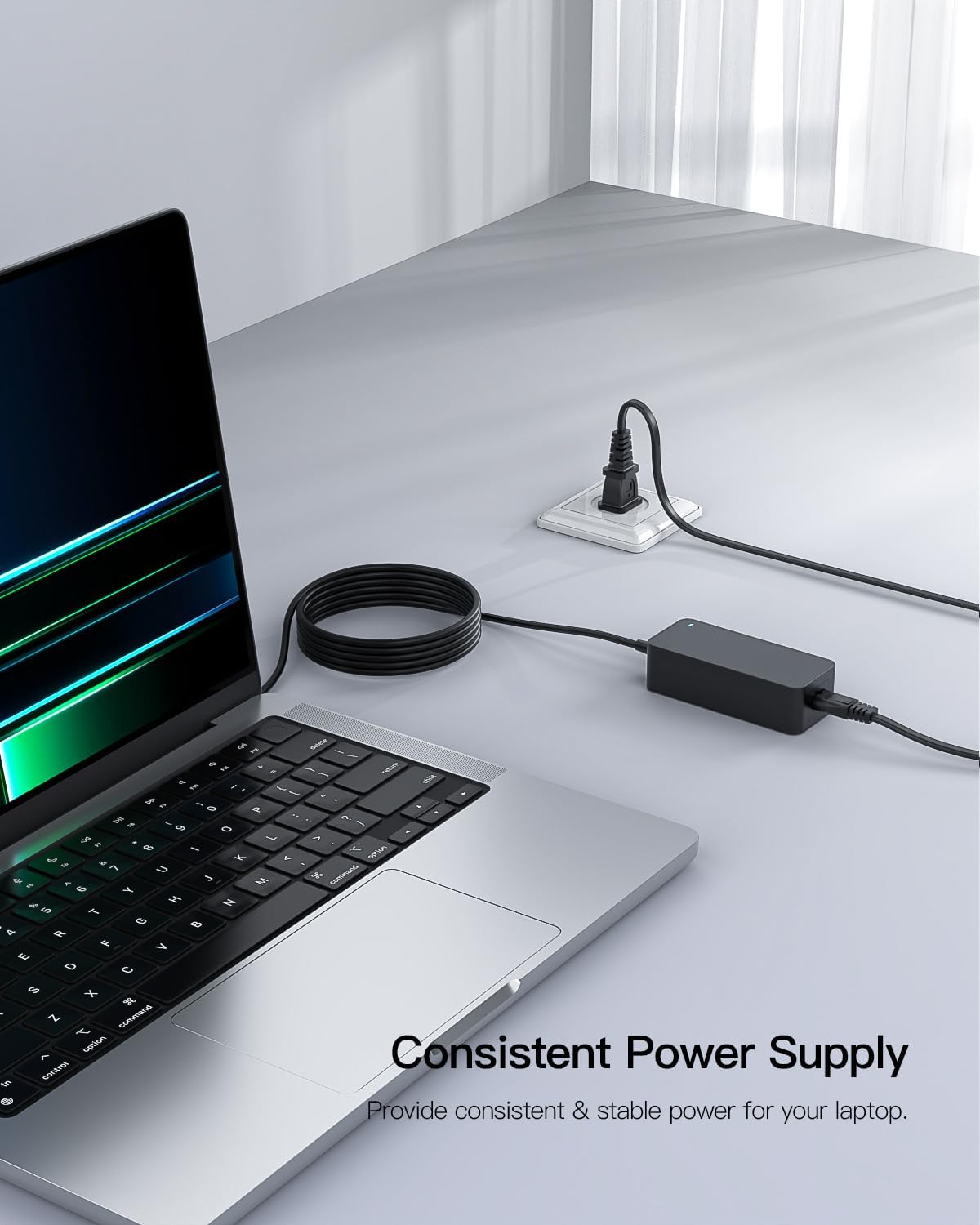 Superer AC Charger providing consistent power to a laptop