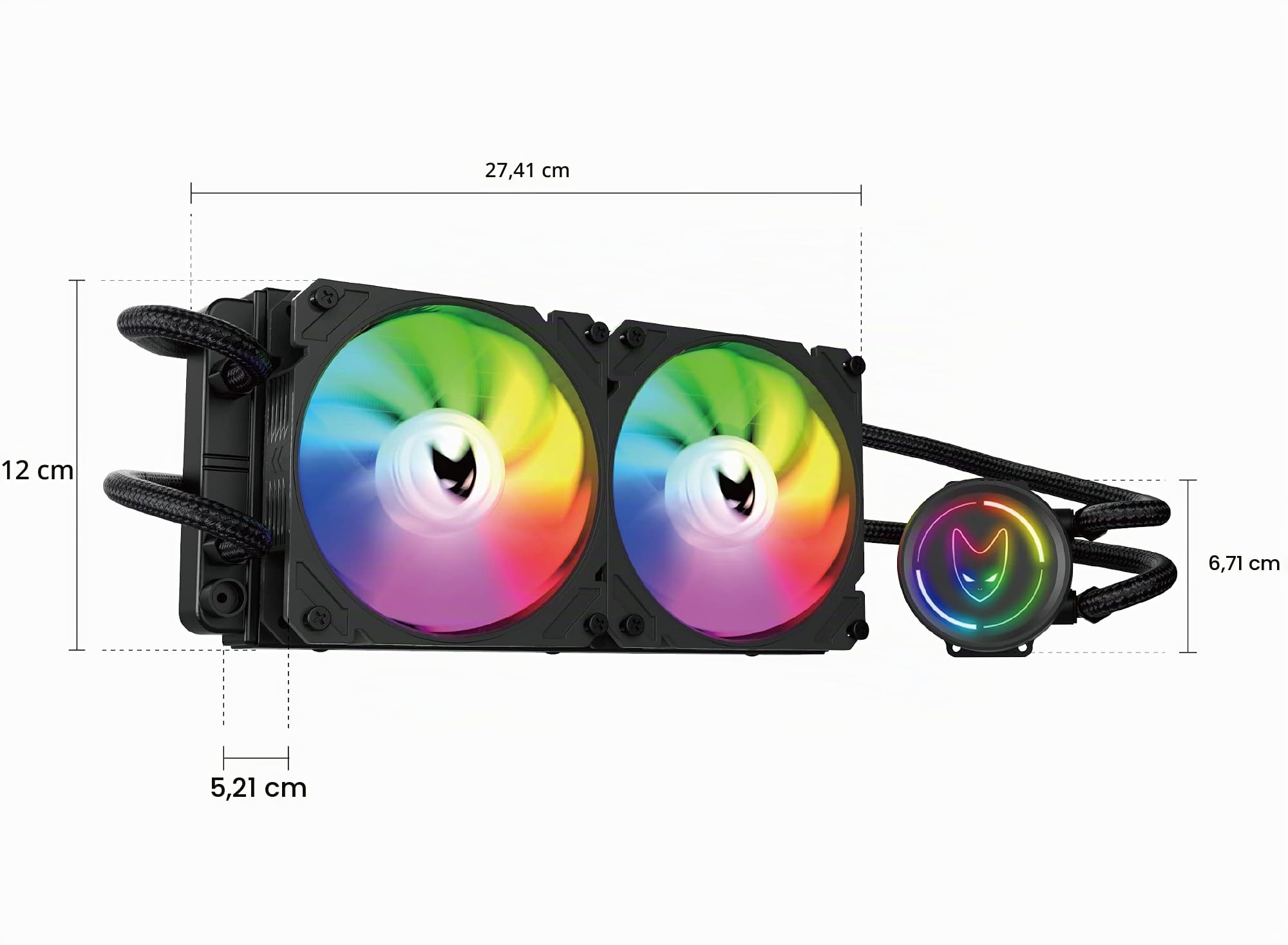 Oversteel - ZIRCON Raffreddamento a liquido 240 mm RGB, 2x ventola PWM 120 mm RGB, TDP 200 W, compatibile con Intel e AMD AM4, colore nero