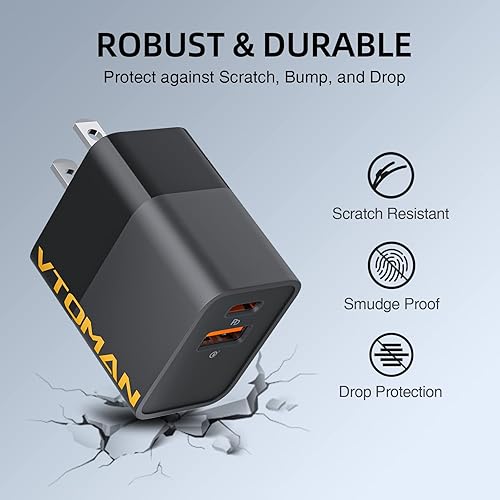 Miniatura 5 de Bloque de cargador de pared original USB C para inflador de neumáticos VTOMAN X6 Pro, PD 30W de doble puerto adaptador de cargador rápido