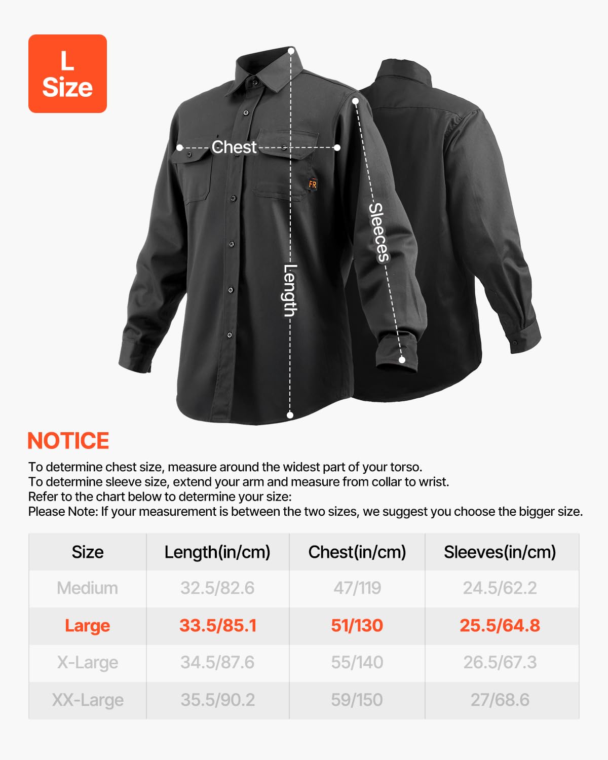 VEVOR Veste de soudage Taille M,L,XL,XXL, Manteau de Protection pour Soudeur