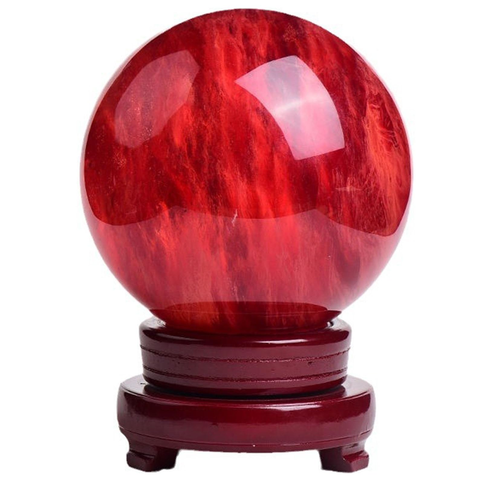 Zooeeyll Amazing Gemstone Red Molten Crystal Ball with Stand Crystal Sphere