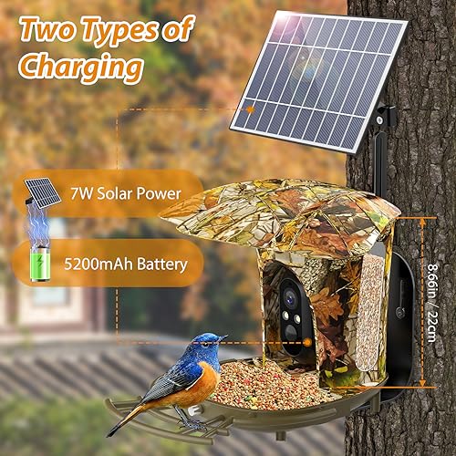 image for PALONE Smart Bird Feeder Camera Solar Powered Bird Watching Camera Wir