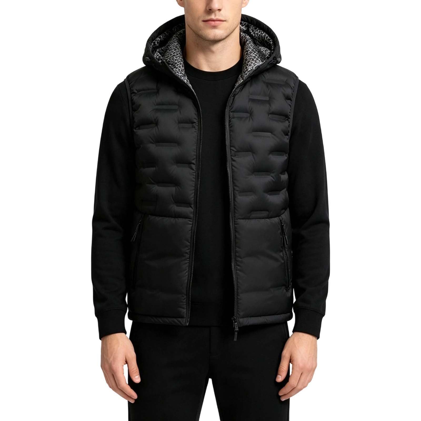 Generisch Chaleco acolchado para hombre, cálido, con capucha, acolchado