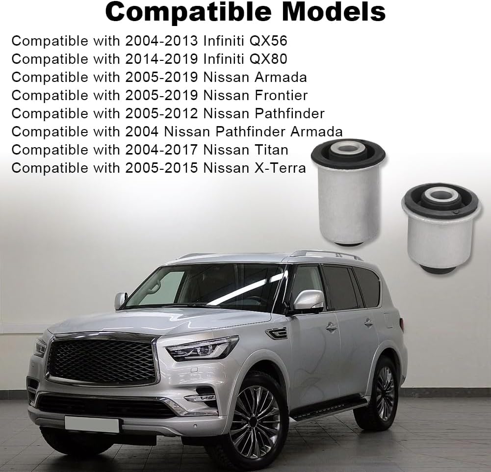 WMPHE Front Left & Right Control Arm Bushing Kit Compatible with 2004-2013 QX56 2014-2019 QX80 2005-2019 Nissan Armada/Frontier D4 Replacement for 54524-4KH0A 54524-ZR00A 54525-ZR00A