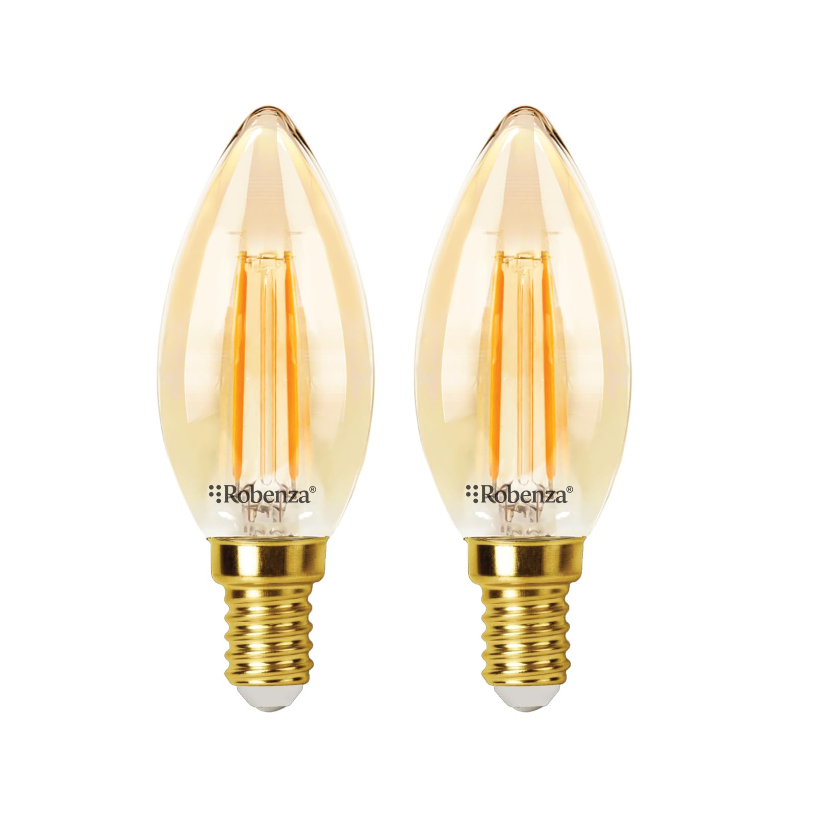 Robenza E14 LED Candle Light Bulb, 2.2W (25W Equivalent), 200lm, 2000K Extra Warm Amber Filament, SES Small Edison Screw C35, Energy Saving LED for Chandelier Lighting, Non-Dimmable – Pack of 2 — image 1