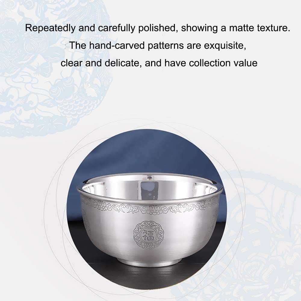 Bol de céréales en Argent Sterling, Bol, Bol à Soupe, Bol à Riz, Bol à pâtes, Bol de Dessert, Bol à Fruits, Vaisselle en Argent Sterling, 200ml,Style Two