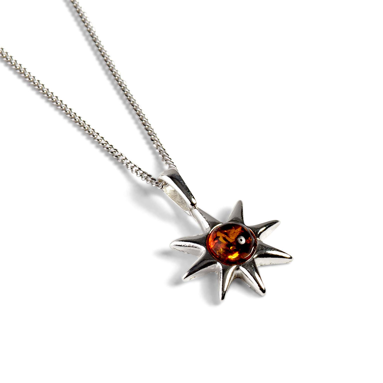 HENRYKA925 Sterling Silver and Natural Gemstone Sun Star Necklace | Symbol of Hope Pendant | Star Jewellery | Boho Festival Gifts for Her