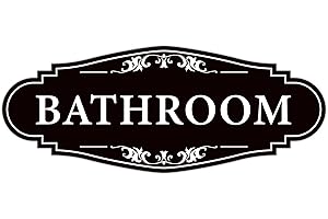 Cute Black Bathroom Sign Sticker: Self-Adhesive Vinyl Decor for Homes, Businesses, Offices, Shops