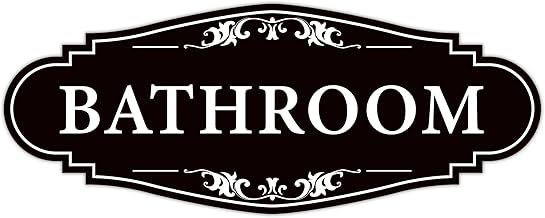 Bathroom Sign Sticker for Business and Home，Self-adhesive Cute Bathroom Decor for Door，Waterproof Vinyl Restroom Sign for Home，Office，Shop（Black）