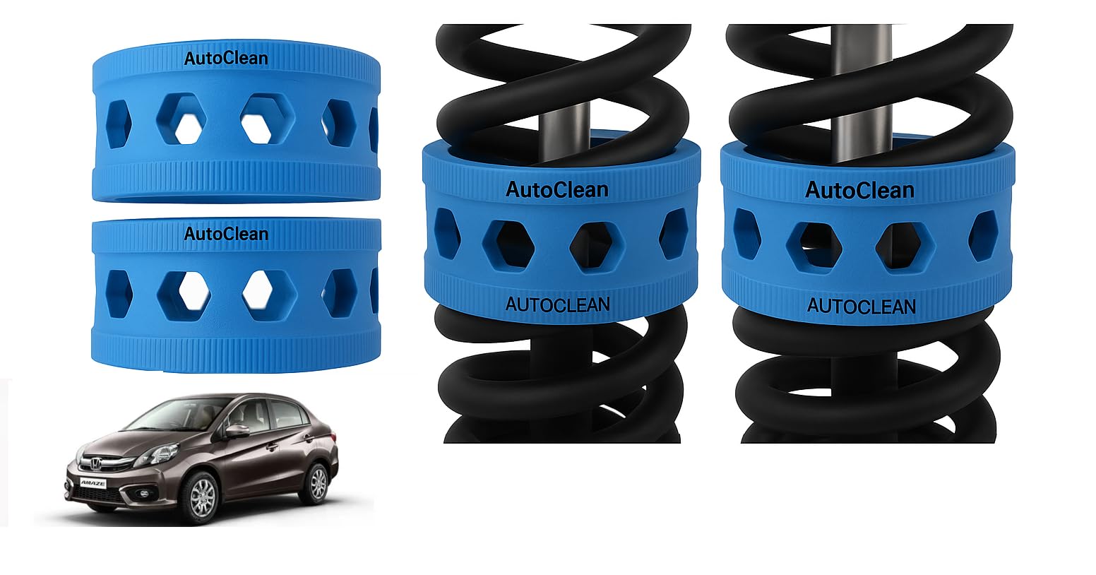 Autoclean Front Coil Spring Rubber Buffer Kit for Amaze | Size C | Increases Car Height, Shock Absorber & Suspension Stabilizer Cushioner