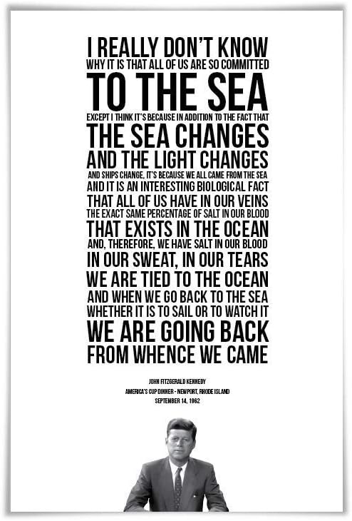 John Fitzgerald Kennedy Ocean Speech Art Print. JFK Presidential Speech. 8 Sizes. Sailing Sailboat Poster. Beach Decor