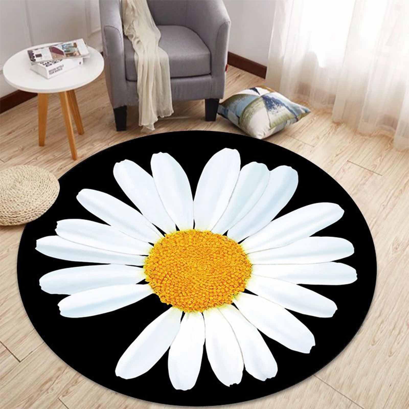 Tapis Ronds Modernes pour Chambre à Coucher Blanc Noir Jaune 60cm 80cm 100cm 120cm 140cm 160cm 180cm 200cm Tapis de Luxe d'amis Salon