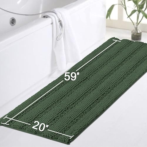 Miniatura 5 de Tapete de baño antideslizante de microfibra de felpilla lanuda, extralargo de 59 x 20 pulgadas, Súperabsorbente para agua y suave, lavable para
