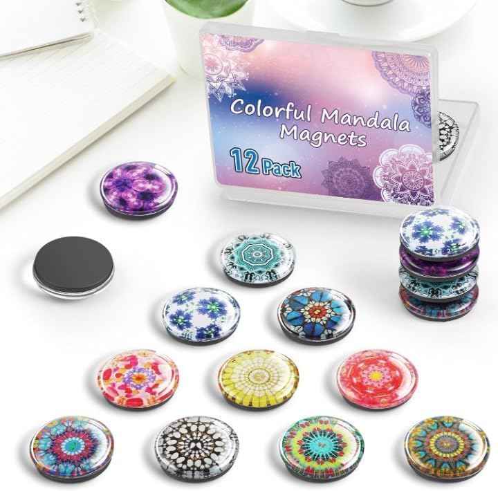 Image of Colorfull Fridge Magnets Marble Texture Crystal Refrigerator Glass Magnet Decorative Fridge Strong Small Cute Colorful Magnet for Kitchen Office Whiteboards Cabinets Photos Party (Design 3)