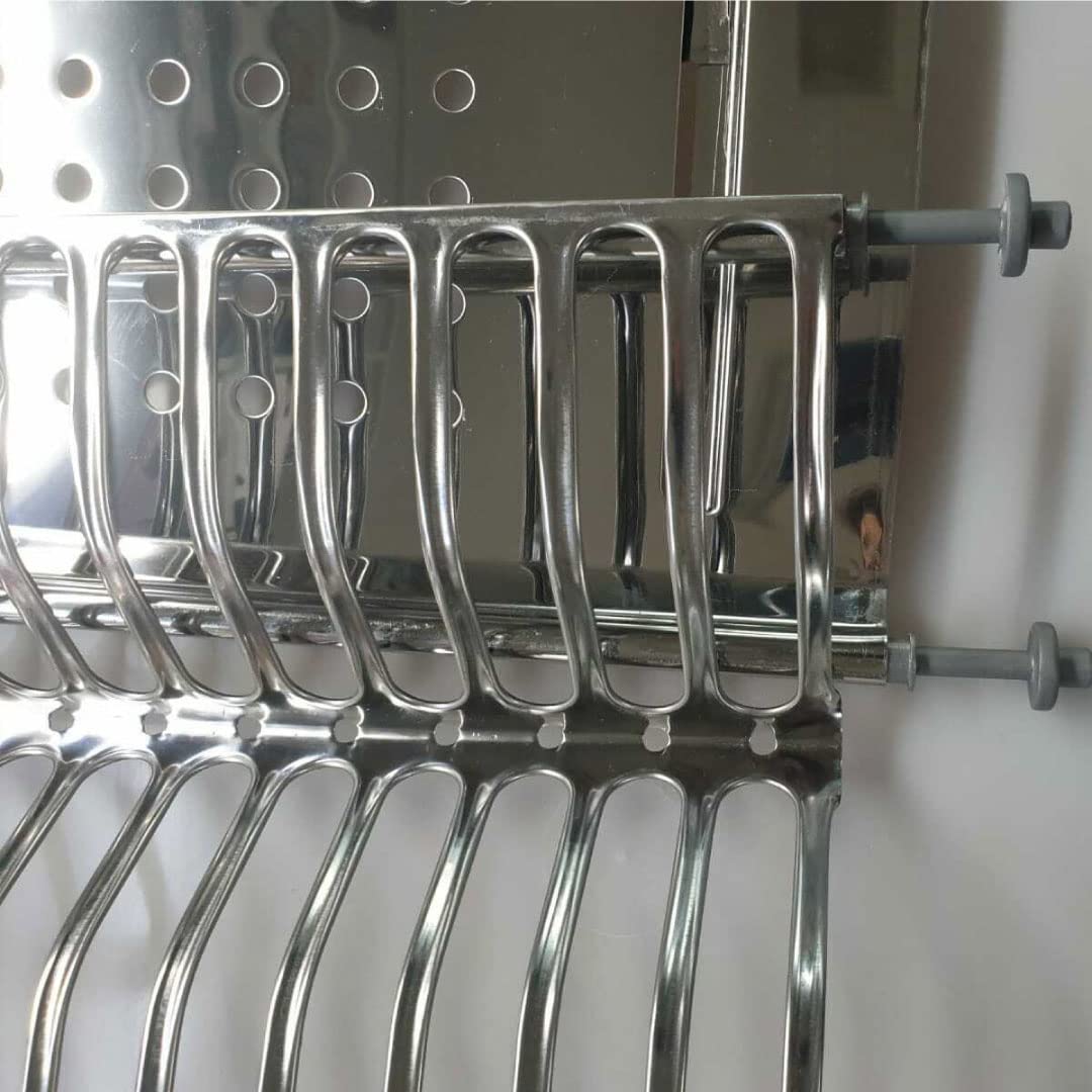 ESPOMASISHOP ScolapiattiI In ACCIAIO INOX Da Incasso Con Vaschetta Raccogligocce VARIE MISURE 86 76 66 56 cm MADE IN ITALY (56 CM)