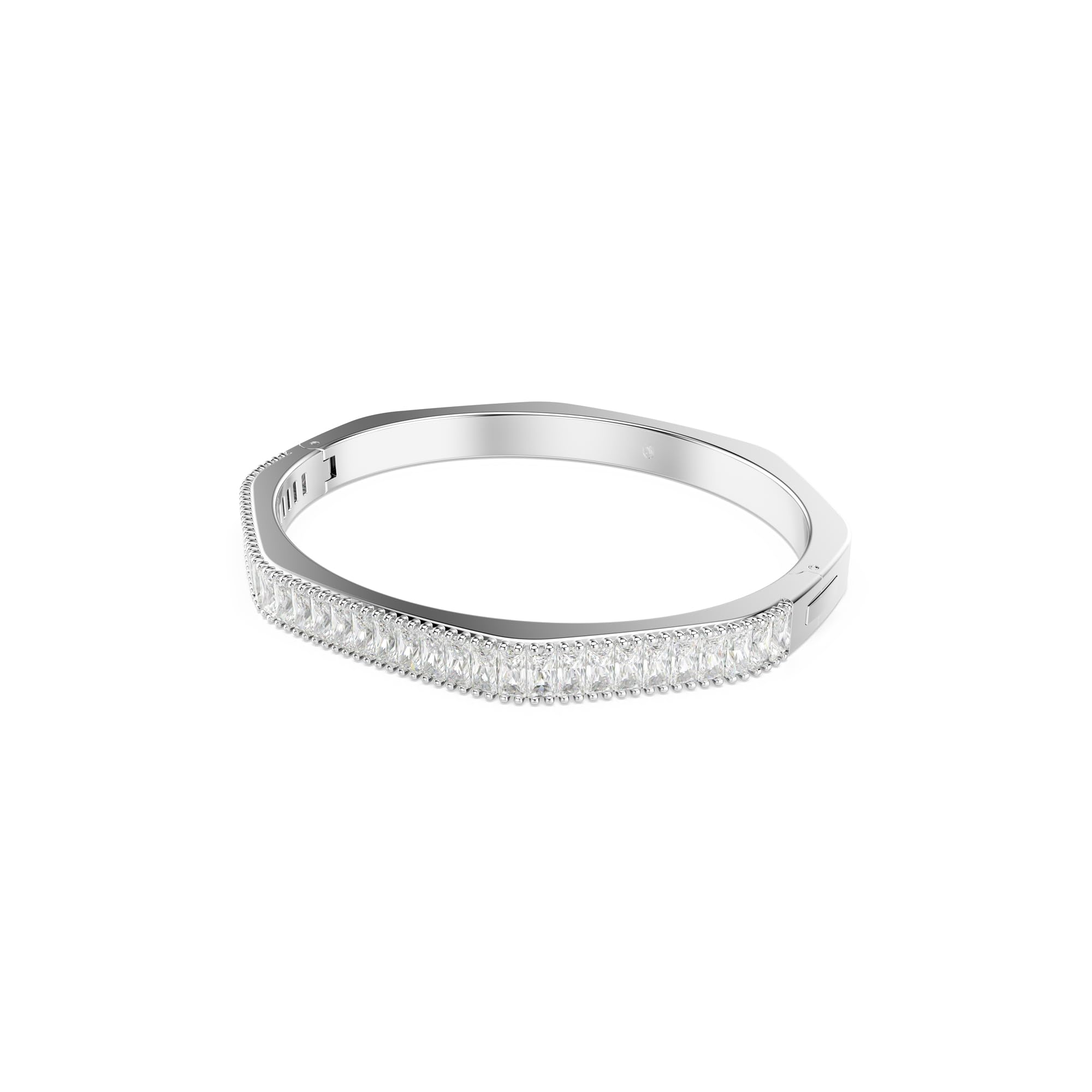 Swarovski Bracciale rigido Matrix Octagon, taglio baguette, cristalli trasparenti, rosa, finiture rodio e dorate