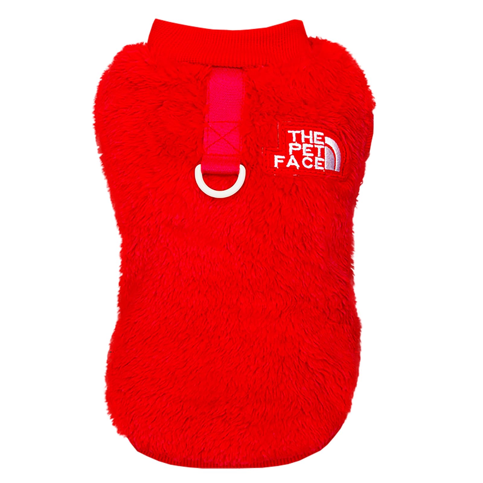 Izefia Dog Sweater Clothes Apparel Fleece Woolen Sweaters Winter Warm Sweat Shirt Soft Pajamas Trendy Pet Face Pattern Vest Sweater for Small Dog Medium Cat Red M