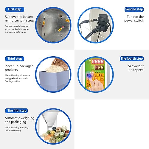 Miniatura 6 de Máquina de llenado de polvo, máquina automática de llenado de estanterías de partículas de 10  35.24 oz, llenadora de harina de acero inoxidable de